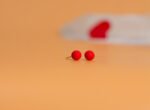 Mommy & Me Red Furr Ball Studs