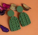 Knitted Olive Drop Earrings