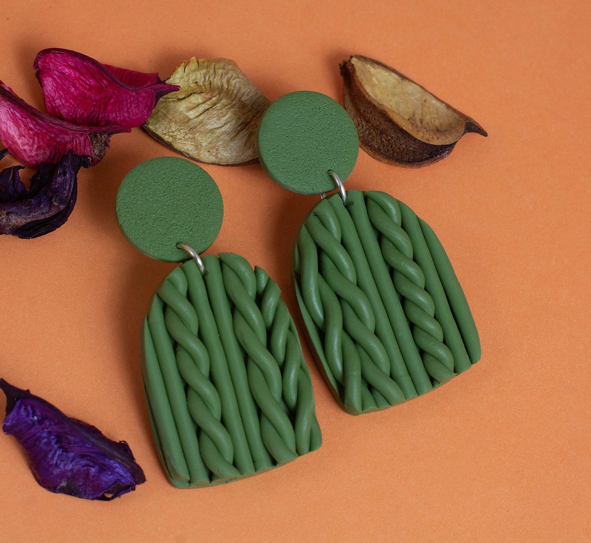 knitted-olive-drop-earrings
