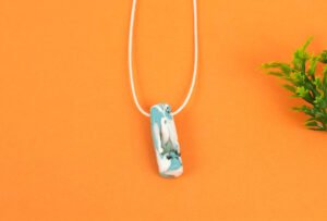Blue Cuboid Marble Bead Pendant