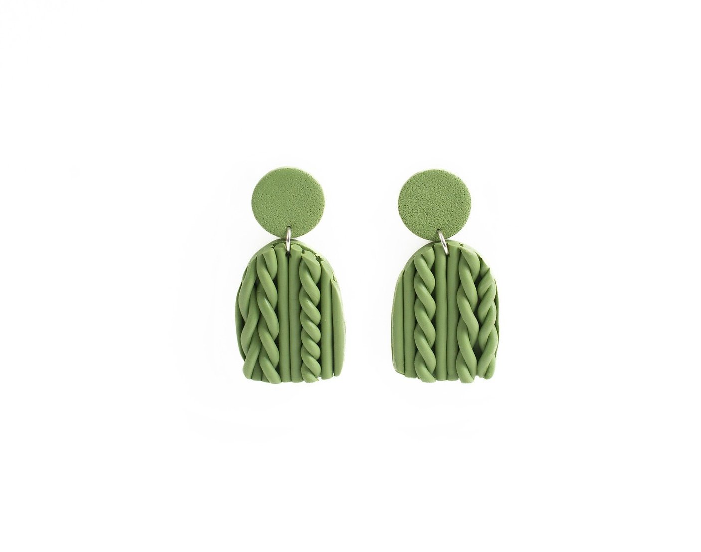 Knitted Olive Drop Earrings - Image 4