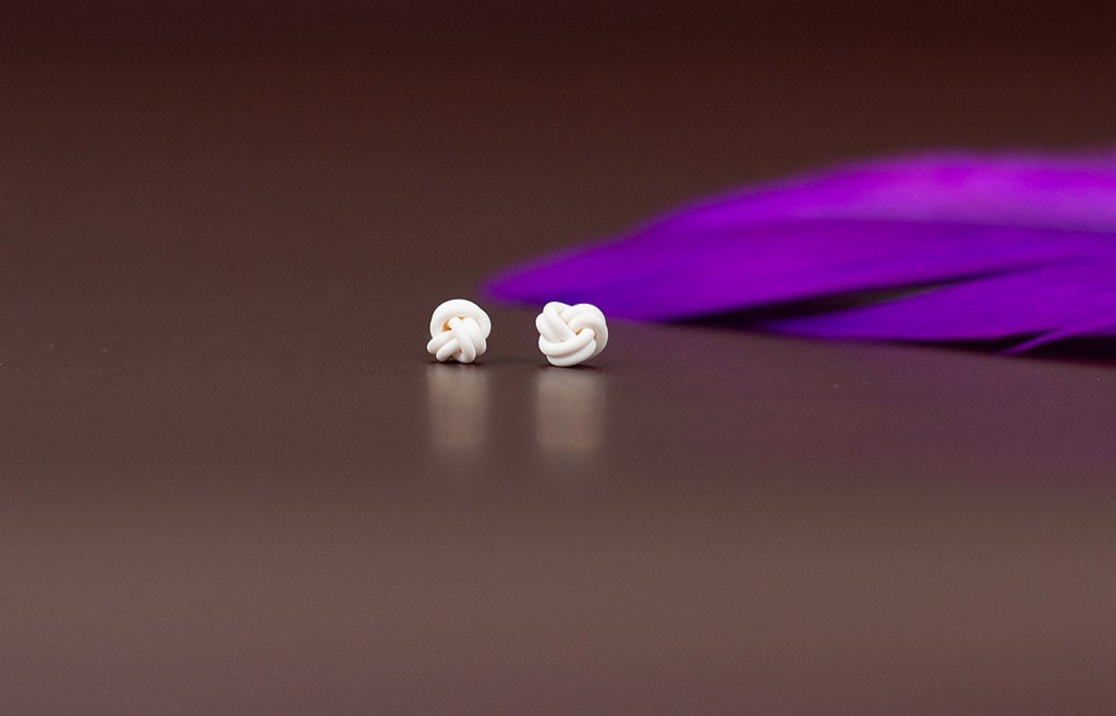 Mommy & Me White Double Knot Studs - Image 2