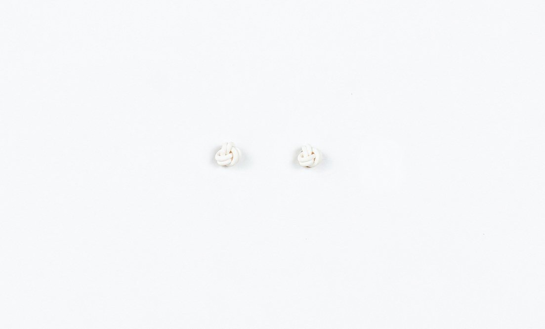 Mommy & Me White Double Knot Studs - Image 4