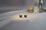 Black Textured Heart Studs