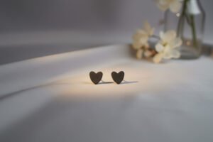 Black Textured Heart Studs