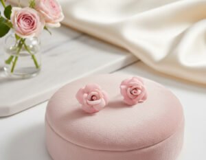 Mini Baby Pink Rose Studs