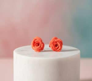 Mini Orange Rose Studs