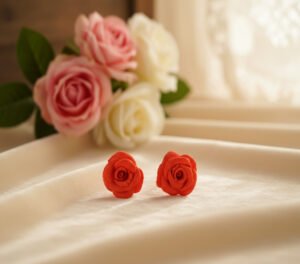 Mini Red Rose Studs
