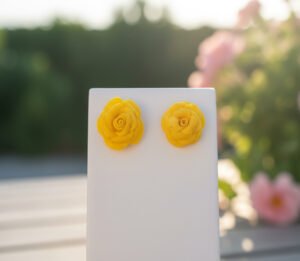 Mini Yellow Rose Studs