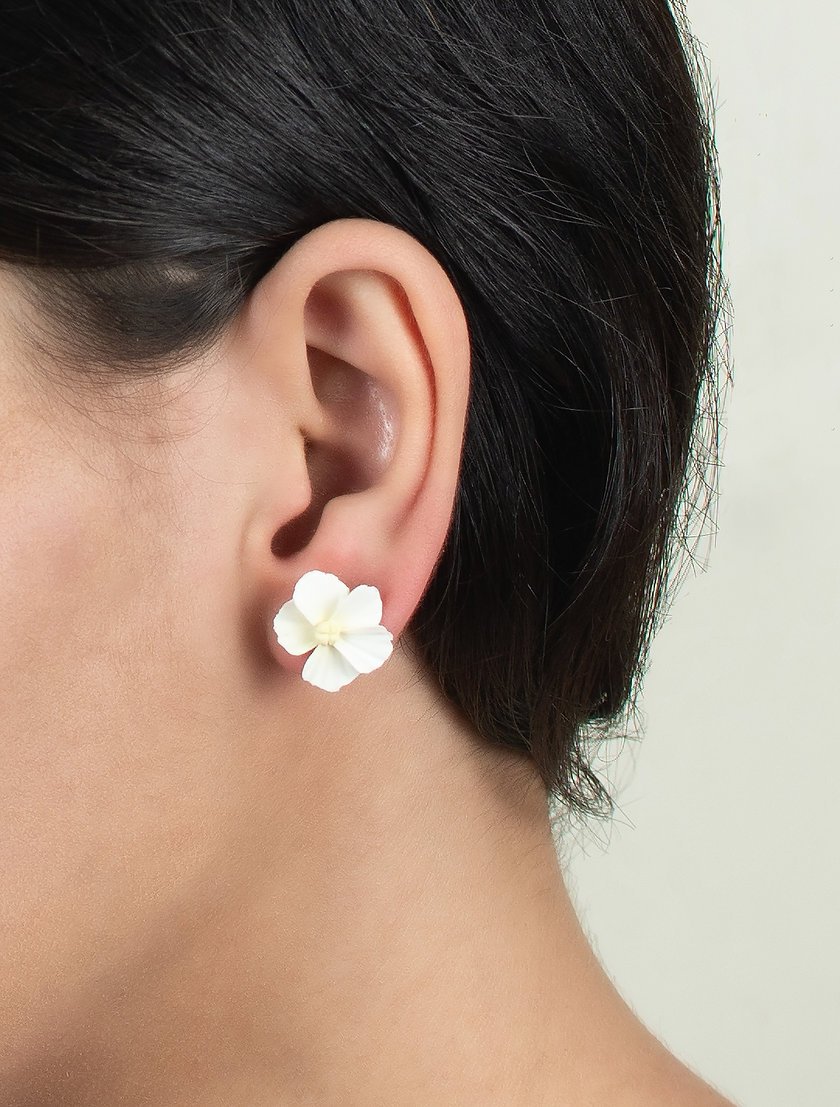Mini White Plumeria Studs - Image 3