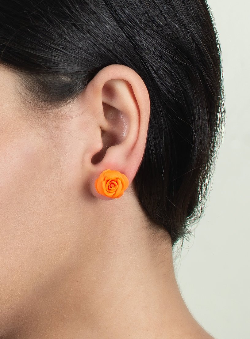 Mini Orange Rose Studs - Image 3